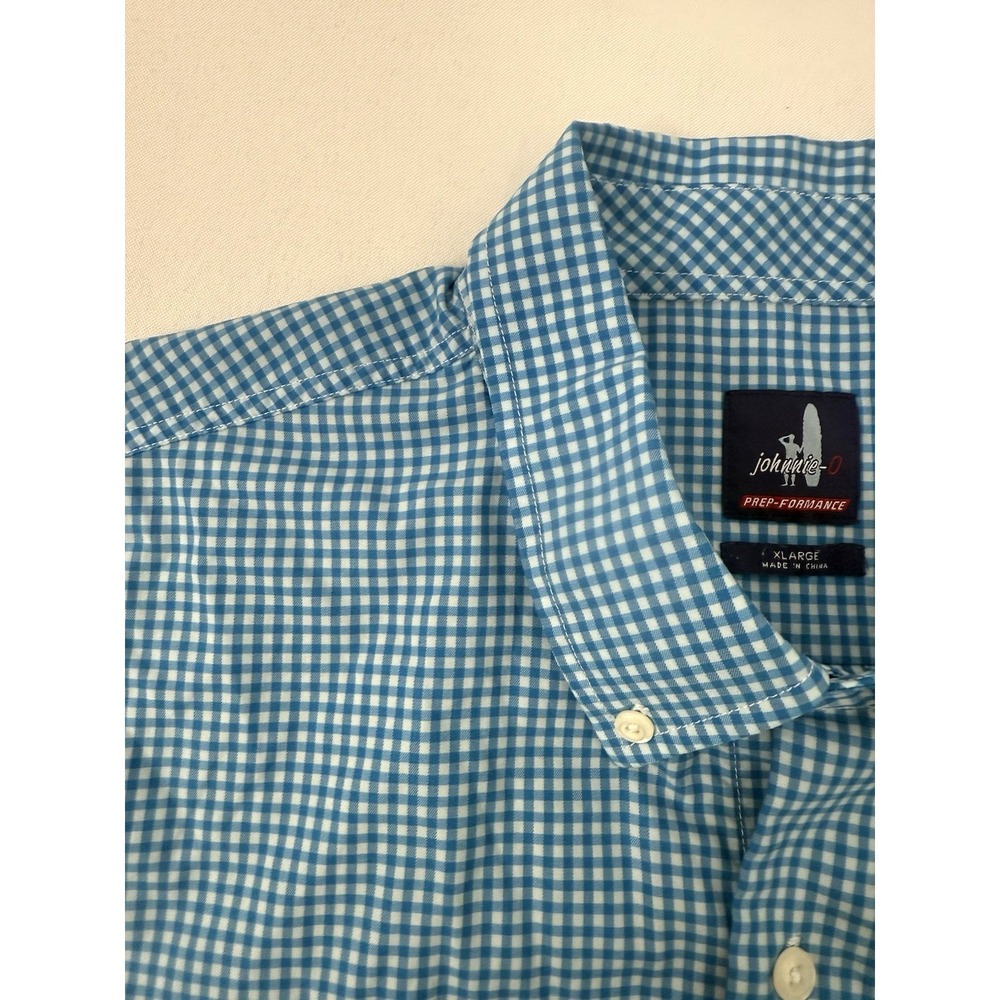 Johnnie O Prep-Formance Men's XL Long Sleeve Button Down Shirt Blue Gingham - Picture 8 of 9